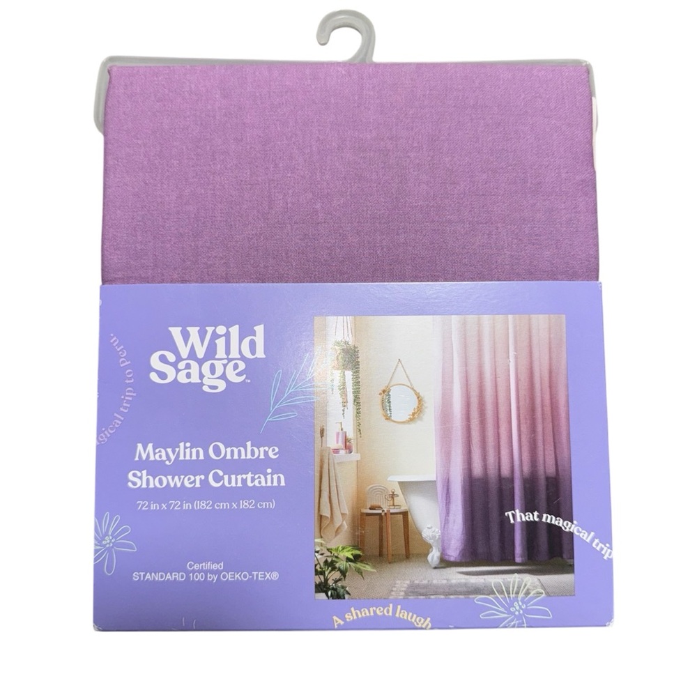 Wild Sage Marylin Ombré Shower Curtain 72 in x 72 in 100% Cotton